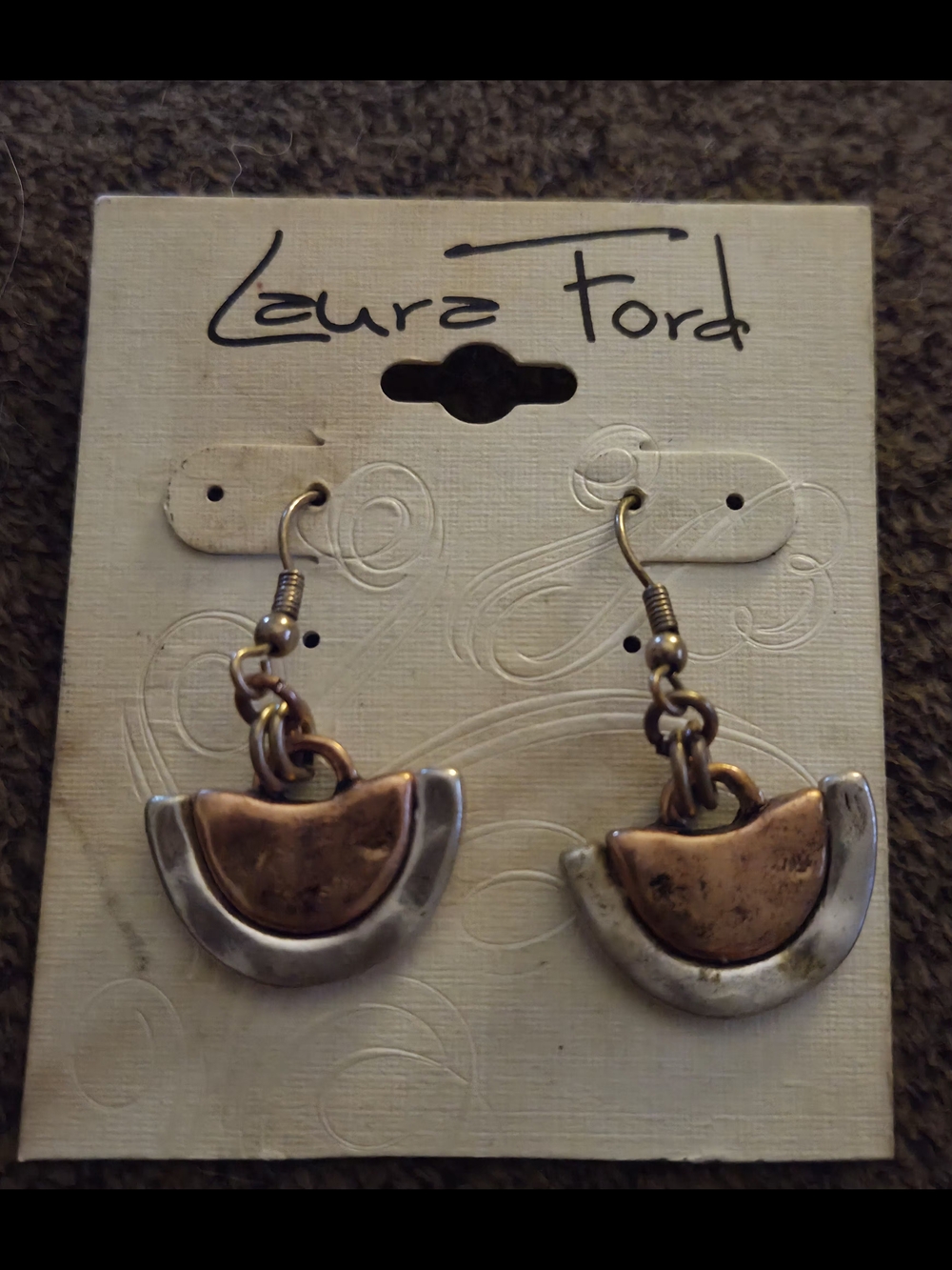 Mixed-Metal Crescent Drop Earrings